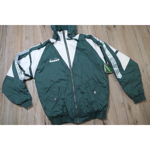 NWT Vintage 90s DIADORA Polyester Youth Large Soccer Jacket w/Removeable Hood